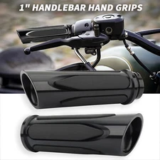 Motorcycle L&R 1" Handlebar Hand Grips For Harley Dyna 96-17 Softail 95-15 Black