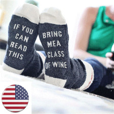 Funny Words Socks For Men Women IF YOU CAN READ THIS BRING ME WINE Cotton