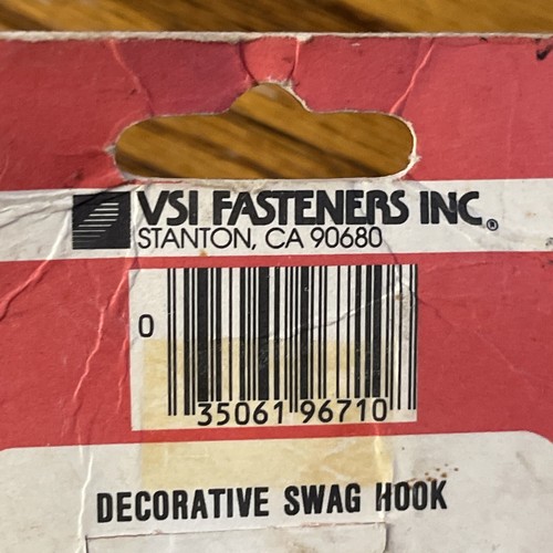 Vintage 1984 NOS VSI Fasteners Brass Swag Hook 96710 Made in Japan