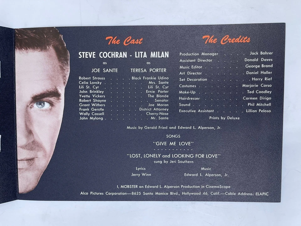 Calendario de tarjetas de prensa de películas negras I MOBSTER 1959 Roger Corman Steve Cochran de colección Foto 4 de 4