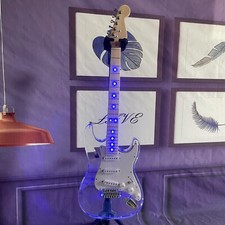 Handmade Blue Led Light Electric Guitar Maple Neck Fretboard Acrylic Body 24Fret