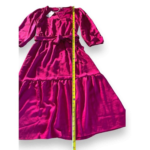 Neu mit Etikett Lucky Brand Maxi-Milkkleid lang Ballonärmel Satin mit geraffter Taille M - Bild 9 von 12