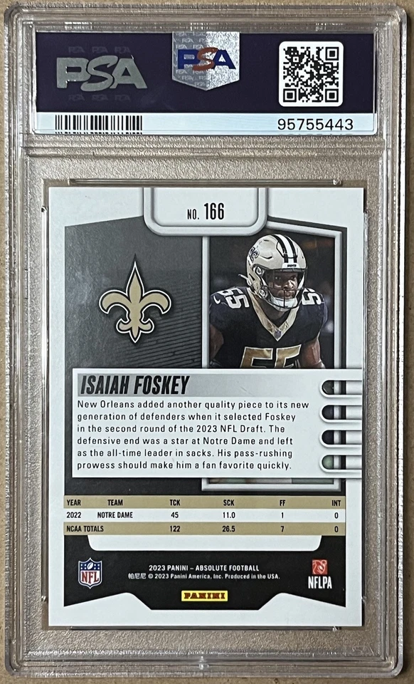 2023 Absolute Football ISAIAH FOSKEY Red White Blue Kaleidoscope #166 PSA 10 - Image 2 of 2
