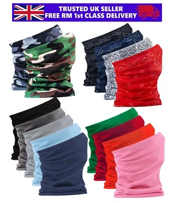 3 in 1 TUBE Snood Face Mask Cover Neck Scarf Breathable Unisex Adults Washable