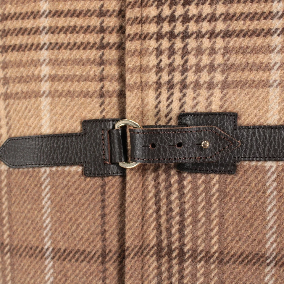 Abrigo Eleventy Platino Nuevo con Etiquetas Talla 50 (40R EE. UU.) Tostado y Marrón Correas de Cuero a Cuadros Foto 2 de 4