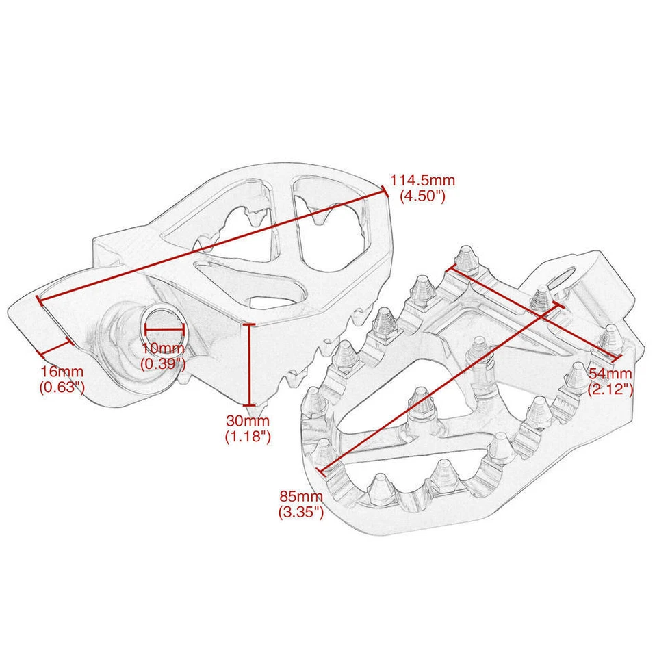 Pedal reposapiés para Yamaha YZ85 YZ125 YZ250 1998-2023 125X 250X BE Foto 3 de 4