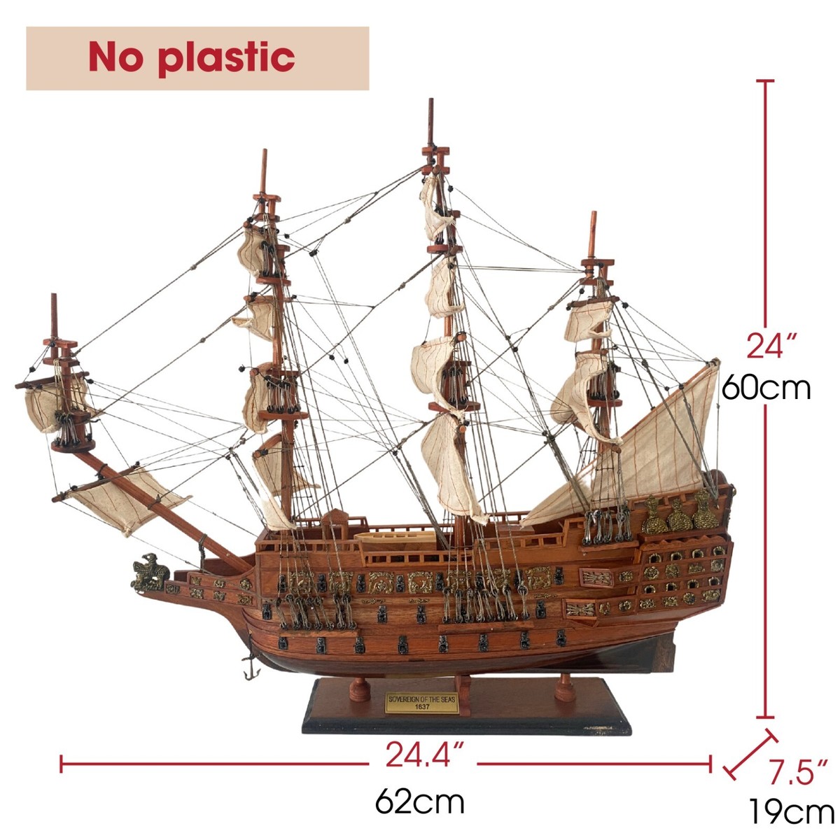 HMS Sovereign of the Seas Wooden Model Ship 24'' | eBay
