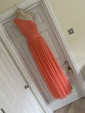 EXQUISITE BNWT DAVID’S BRIDAL SIZE 10/12 SOFT CORAL FIT & FLARE LONG PARTY DRESS
