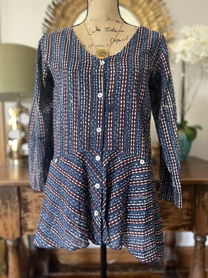 Womens Batik Cotton Tunic Top Boho Trade Cloth Brand Sz Small S Imperfect