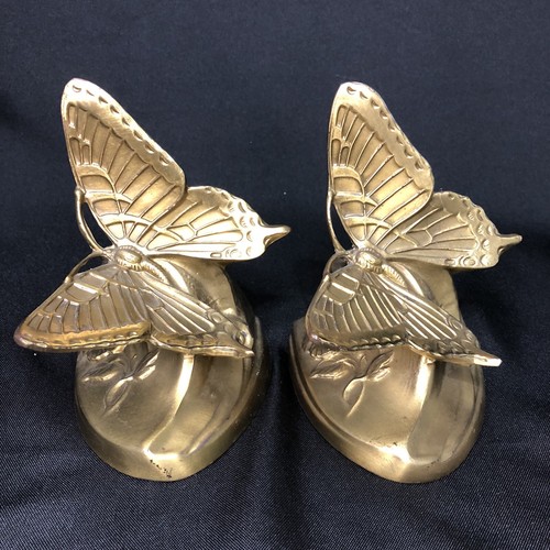 Set of Two Vintage PM Craftsman Brass Butterfly Bookends Pair - Picture 4 of 15