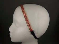 Pink Gold braided thin skinny headband hair band accessory braid stretchy