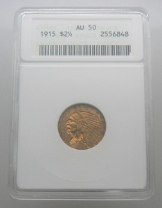 1915 $2.5 Gold Indian Head Quarter Eagle - ANACS AU 50
