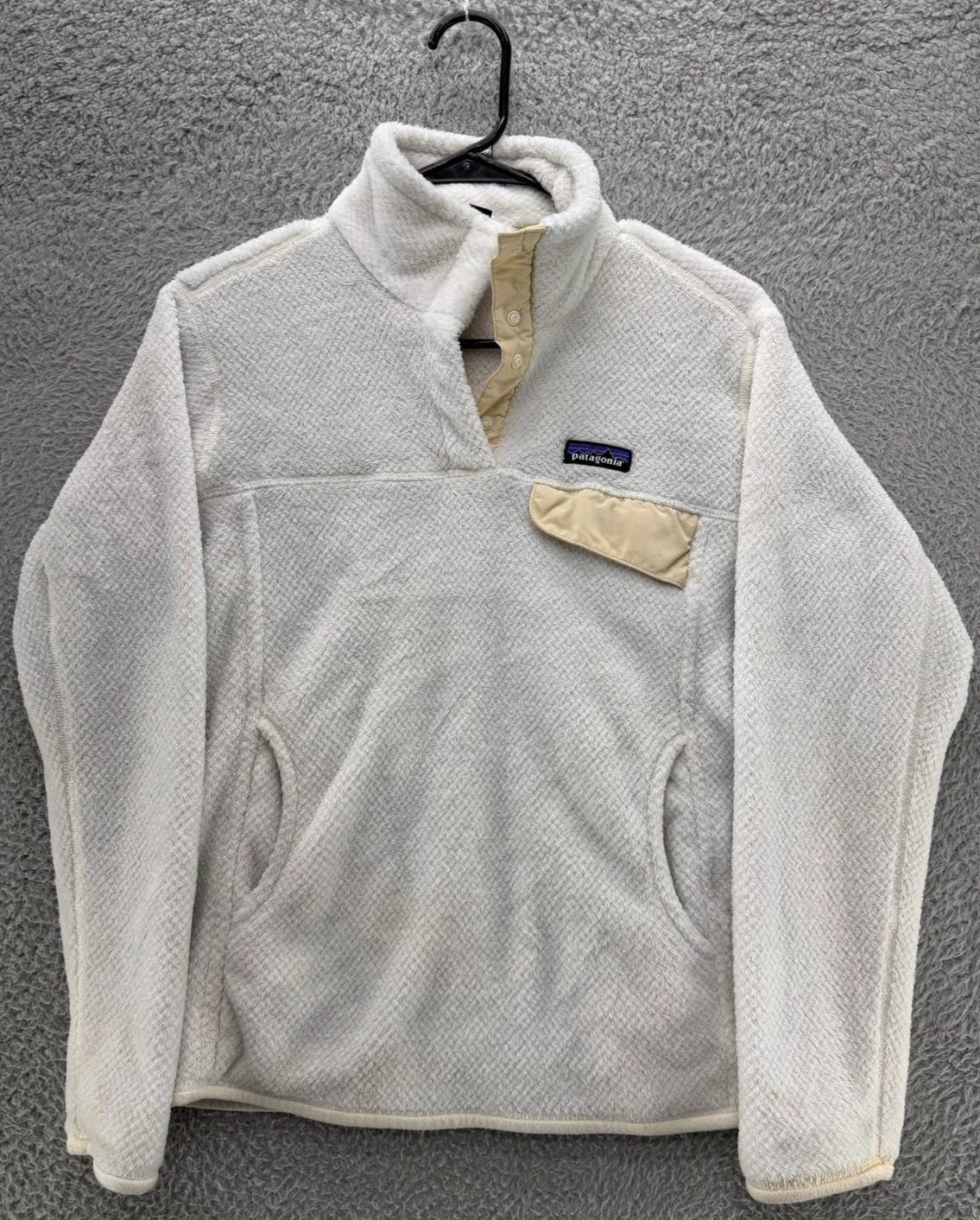 Patagonia Synchilla Snap-T Pullover Men’s Medium Cream Beige Fleece Read