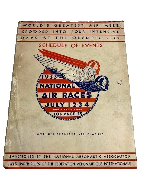 1933 NATIONAL AIR RACES LOS ANGELES SCHEDULE OF EVENTS PROGRAM BOOKLET - #1164