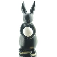 Scheulen Oster-Deko Hase Schwarz Mit WeißEm Ei 14 Cm - Keramik