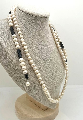 Elegante cadena de cuentas de agua dulce de 90 cm con cuentas magnéticas... - Imagen 4 de 5