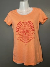 Bella + Canvas Shirt Womens Small Orange Salty To The Core Skull Tee Black Hall