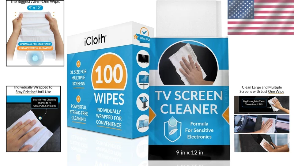 XL Screen Cleaning Wipes - Lint-Free, Streak-Free - Image 2 of 4