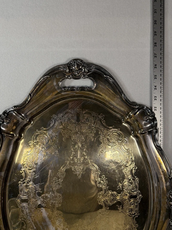 Plato para servir Chantilly Gorham plateado Grand YC1397/1 - 27 pulgadas Foto 2 de 4