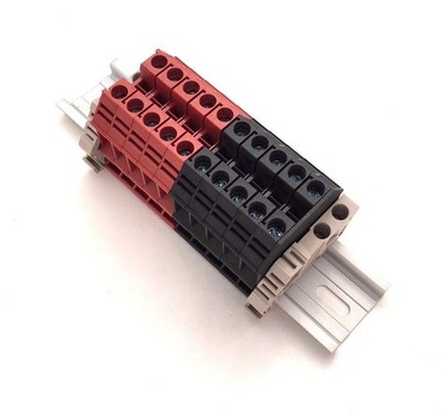 Dinkle Assembly DK6N Red/Black 10 Gang Box Connector DIN Rail Terminal Blocks...