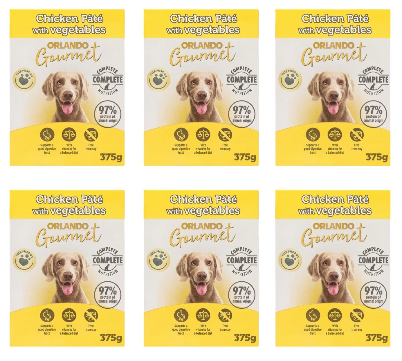 6 x Orlando Gourmet Chicken Pate With Vegetables Dog Food 375g