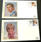 ROYAL WEDDING DIANA 1981 COMPLETE SET 7 COLORANO SILK CACHET FDCS GUERNSEY UNADD