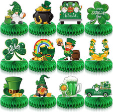 12 Pcs St. Patrick'S Day Table Decorations Green Shamrock Honeycomb Centerpieces