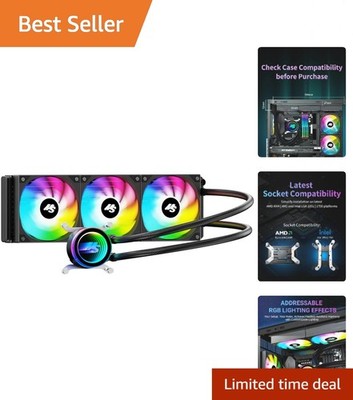 Efficient 360mm AIO CPU Cooler with Daisy-Chained ARGB Fans for Clean Setup