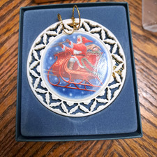 Lenox Santas Ride On Sleigh Ornaments With Box Made In USA