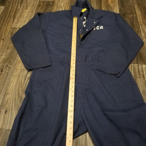 Vintage USCG Coveralls Military USA Coast Guard Size 40 Navy Blue Chain Stitched - Picture 7 of 11