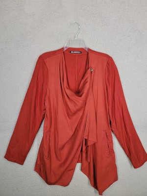 Blank Nyc Jacket Medium Burnt Orange Rust Draped Open Cardigan Linen Blend