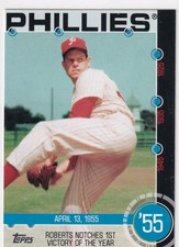 2015 TOPPS BASEBALL HISTORY '55 ROBIN ROBERTS NOTCHES 1ST VICTORY OF THE YEAR