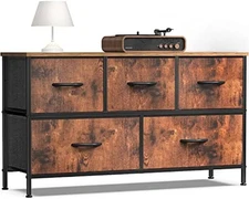 5 Drawers Dresser for Bedroom Wood Top Organizer Storage Drawers Fabric Dresser