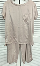 STARS ABOVE women's PAJAMA SET size SMALL silky blush collarless Pockets 