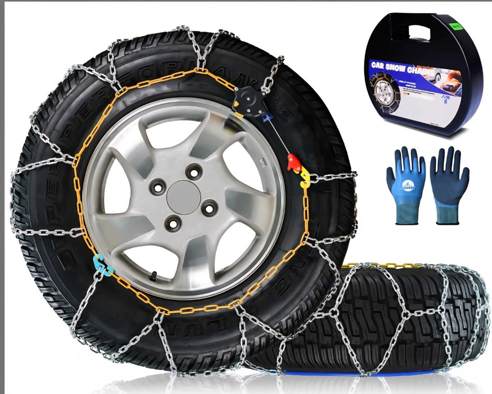 Snow Chains for Car,SUV,Truck and Pickup,Universal Emergency Tire chains,Set of2