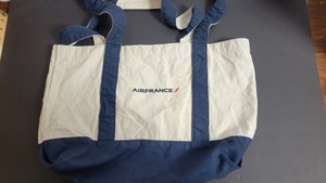 Rare Air France Canvas Tote Bag Airline Promo Blue Cream ~ 18 x 14 x 6 Travel