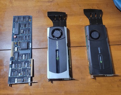 Set Of NVIDIA Graphics Card And A Circuit Board. 3 In Total