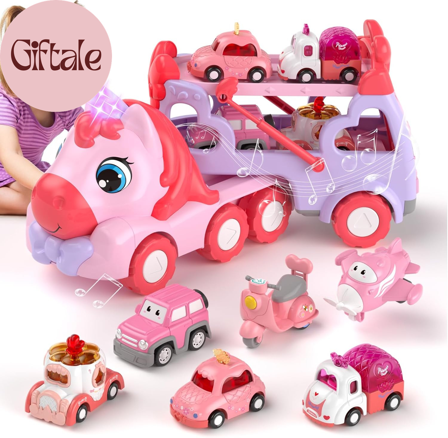7 in 1 Carrier Truck Toys for 1 2 3 Year Old Girl Birthday G