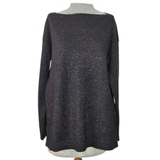 Ann Taylor Black Metallic Knit Sweater Size Medium