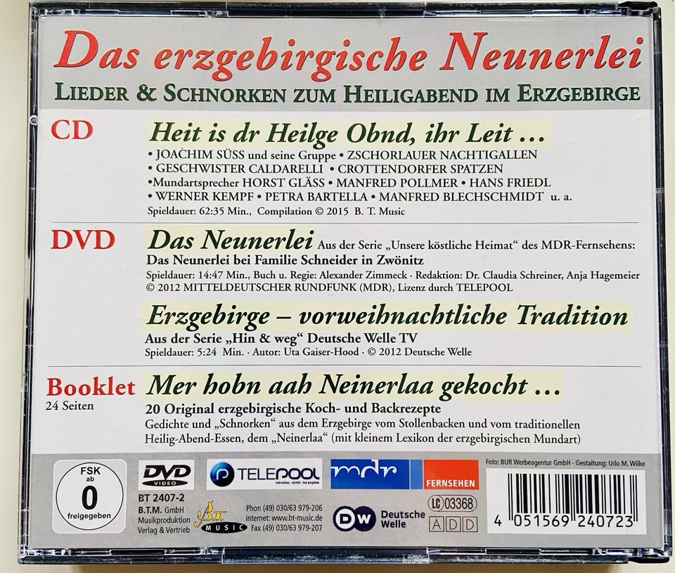 Das Erzgebirgische Neunerlei CD und DVD Lieder zum Heiligabend Selten - Bild 2 von 2