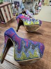 Women’s Stiletto Heels Rhinestone Colorful USA 6” Heel Size 10 By Alba EUC — photo 3