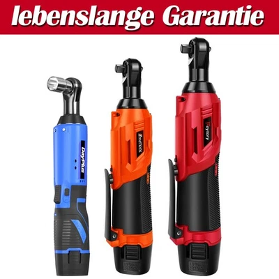 DAYPLUS 3/8“ 420Nm Elektro-Ratsche rechts Akkuschrauber 90° Winkelschlüssel mit 2 Akku