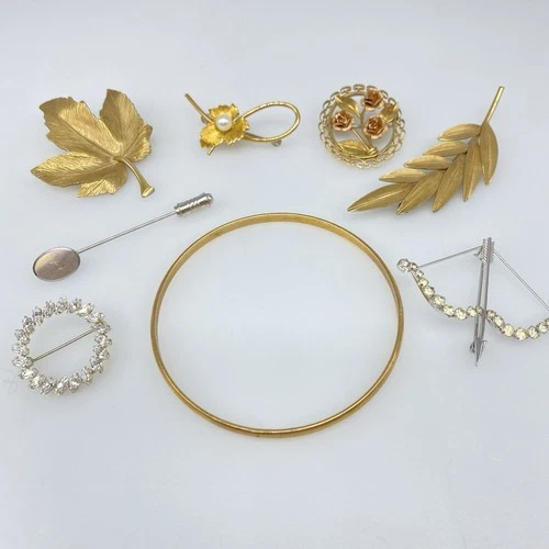 Lot of 7 Vintage KREMENTZ BROOCH Pins Rhinestone Enamel Brooches Costume Jewelry