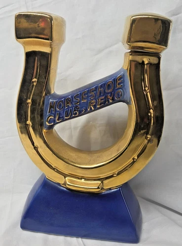 Vintage 1970 Ezra Brooks Kentucky Bourbon Empty Decanter, Horseshoe Club