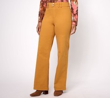 Denim & Co. Women's Plus Sz Pants 18 Easy Wide Leg Jean Yellow A616633