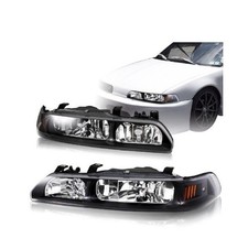 For 1987-1993 Acura Integra Hatchback Lr Black House Amber Headlights