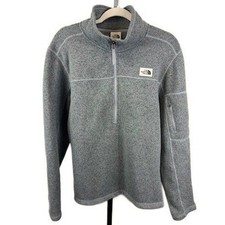 The North Face Fleece Jacket Men's Size Medium Heather Gray 1/4 Zip S Sweater