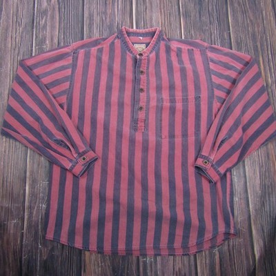 True West Outfitters Shirt Mens M Red Striped Long Sleeve Button Up Twill USA