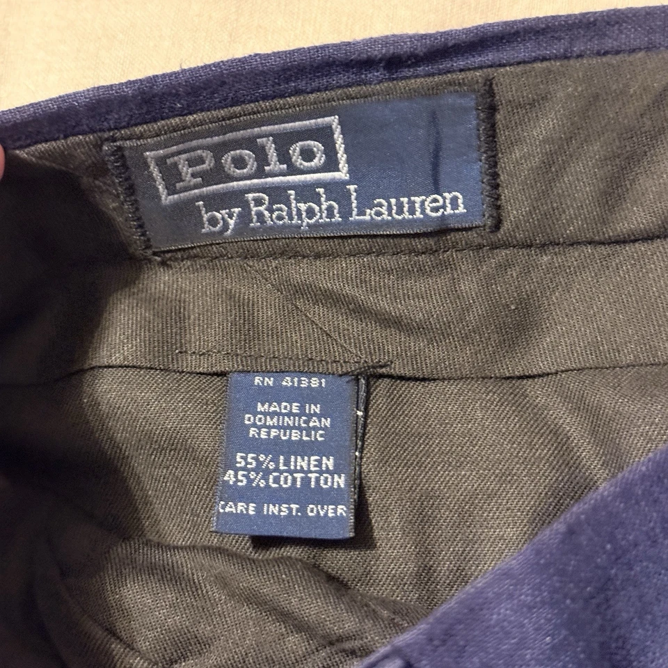 Vntg Polo by Ralph Lauren Linen/Cortton Blend Trousers Pants 34x32 Navy - Image 2 of 4