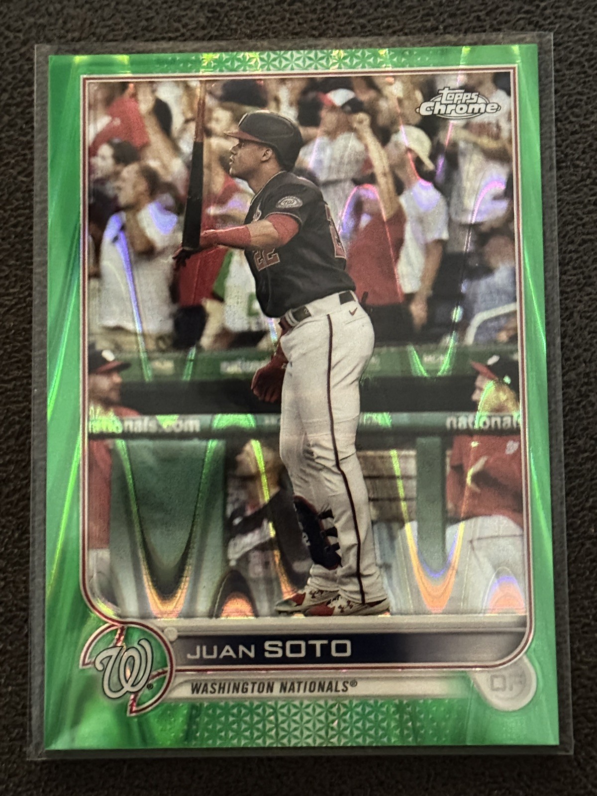 2022 Topps Chrome #129 Juan Soto Green Raywave Refractor #d /99 Nationals